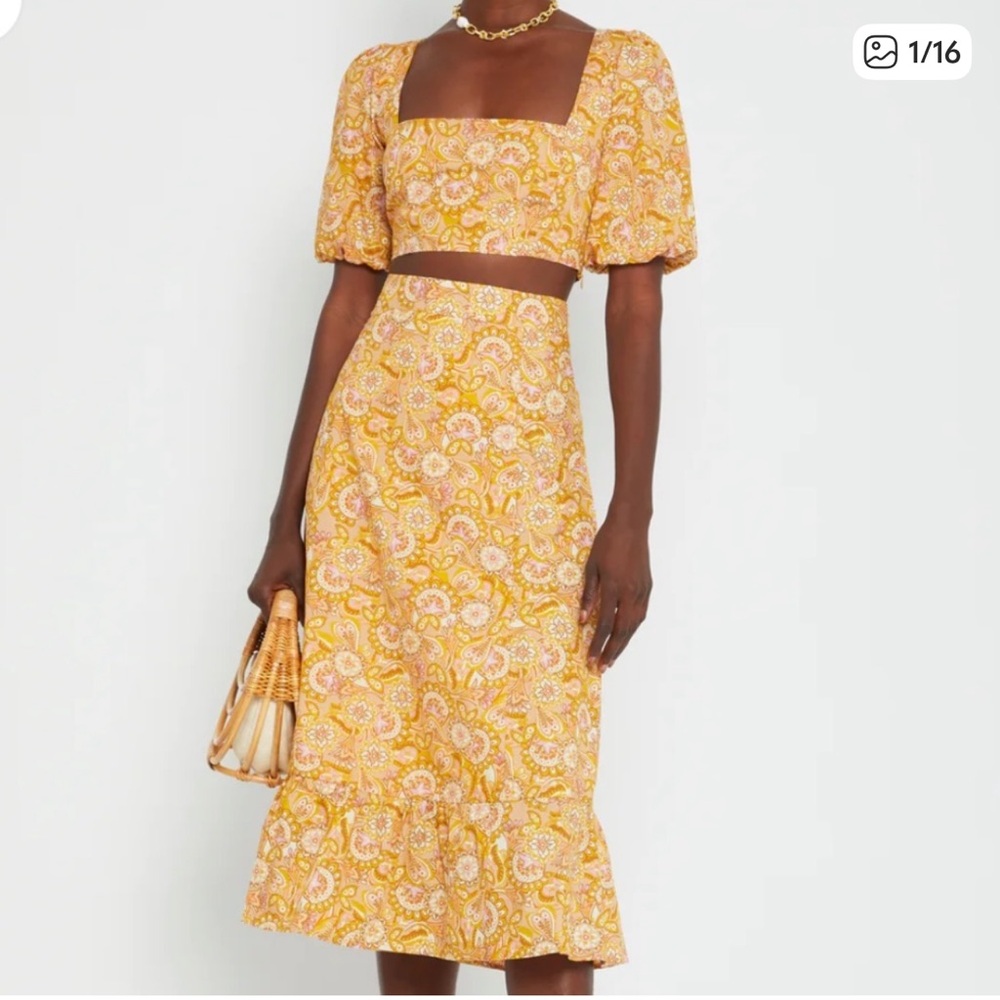 O. P. T. Maxi layered skirt size M yellow pink hues